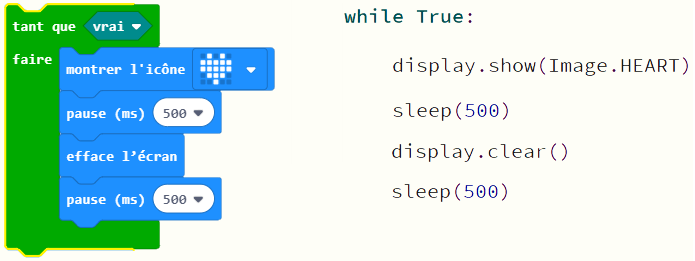 comparaison entre MakeCode et MicroPython