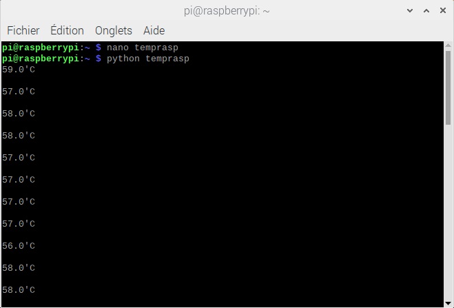 Température du processeur du Raspberry Pi 4 sans dissipateur ni ventilateur (Script Python)
