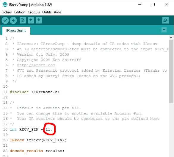 Modification du port du capteur