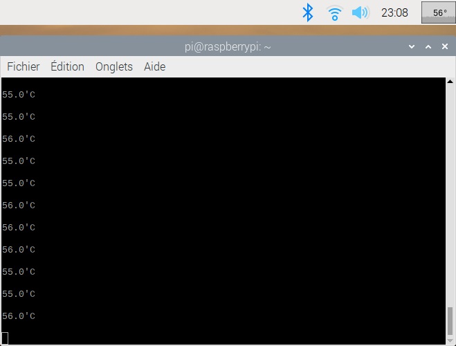 Test de température avec ventilation et forte activité du processeur.