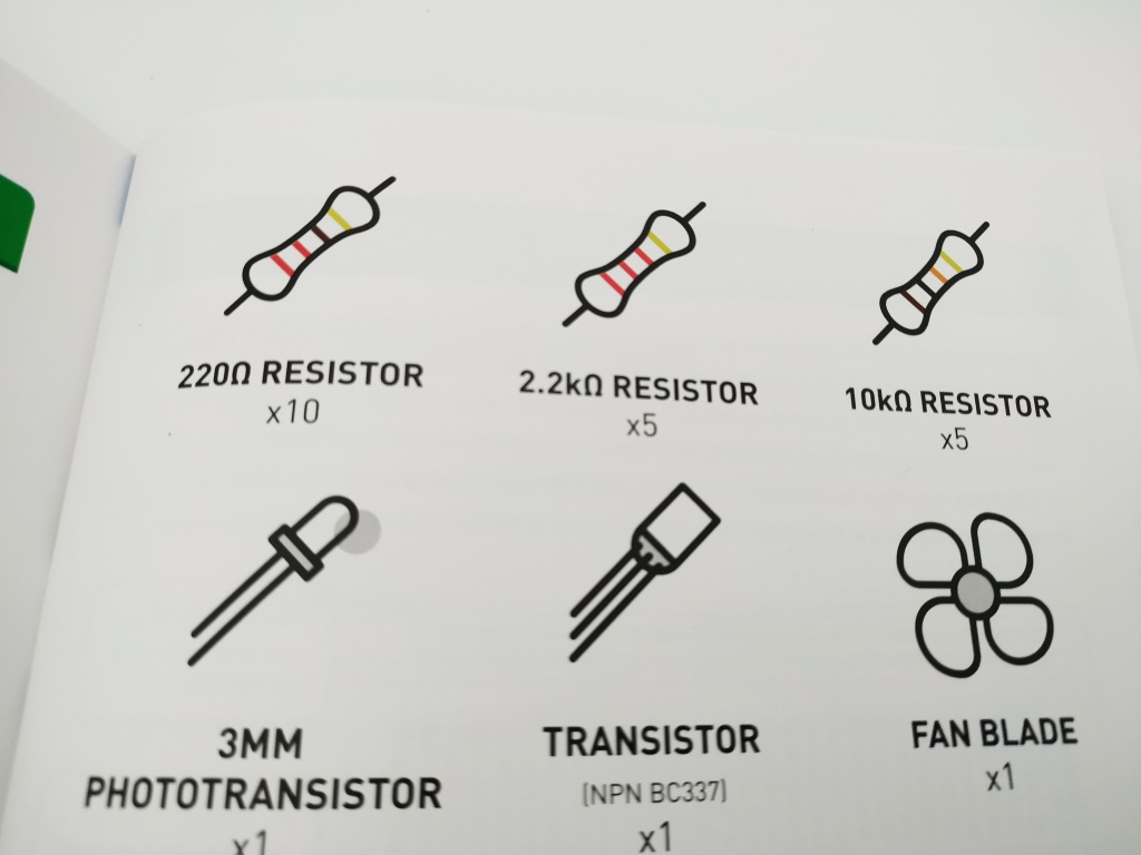 Détail des composants dans le livret.