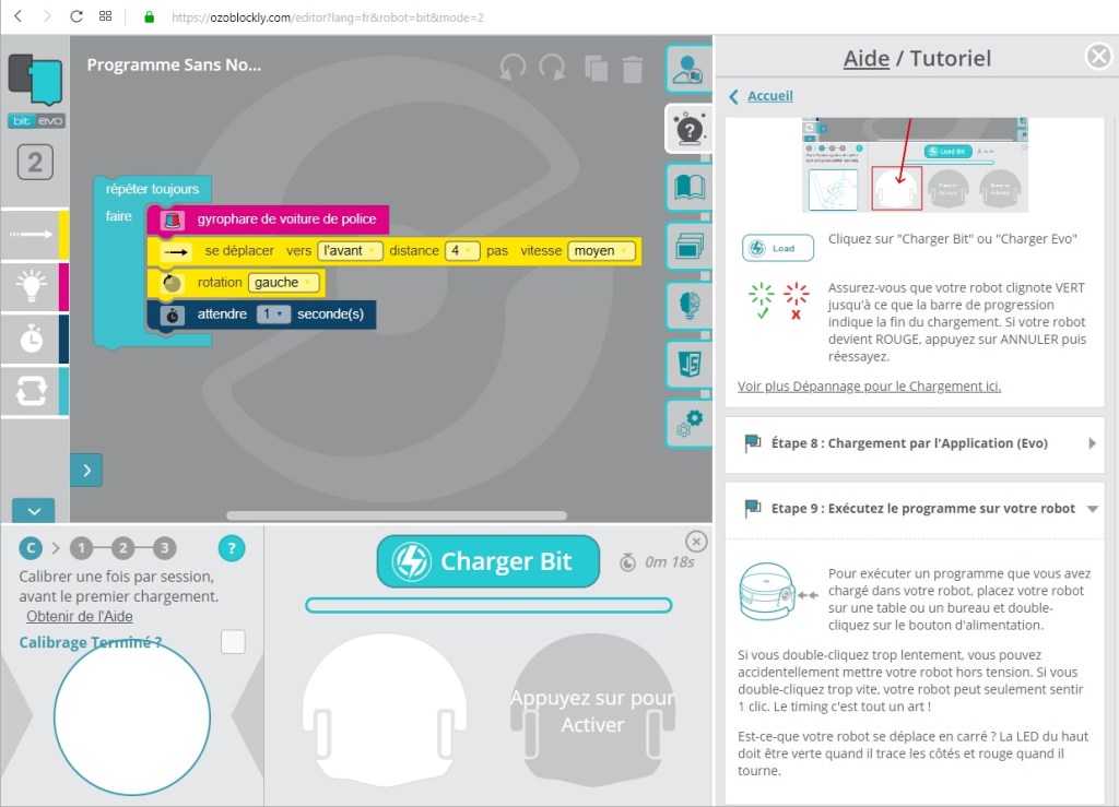 Programmation de l'OZOBOT avec Ozoblockly