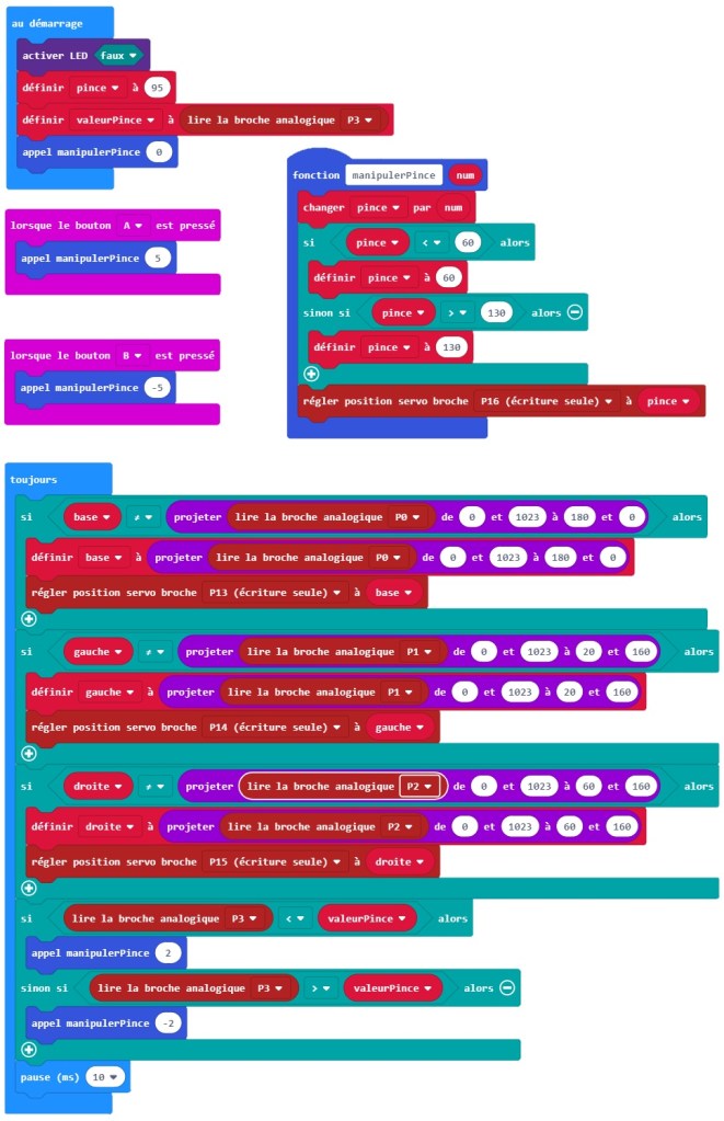 Contrôle du bras robot MeArm avec MakeCode