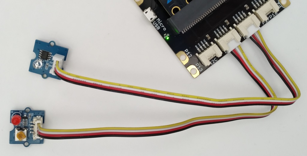 Branchement d'une LED et d'un photo-transistor au shield grove pour Micro:Bit