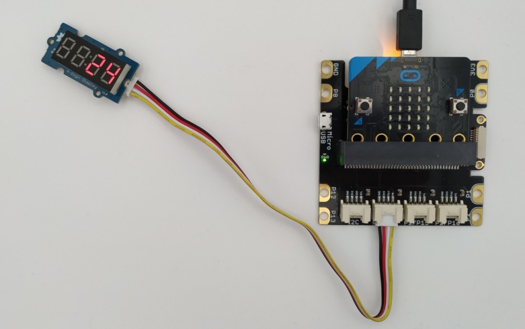 Branchement de l'afficheur 7 segments au shield grove pour Micro:Bit