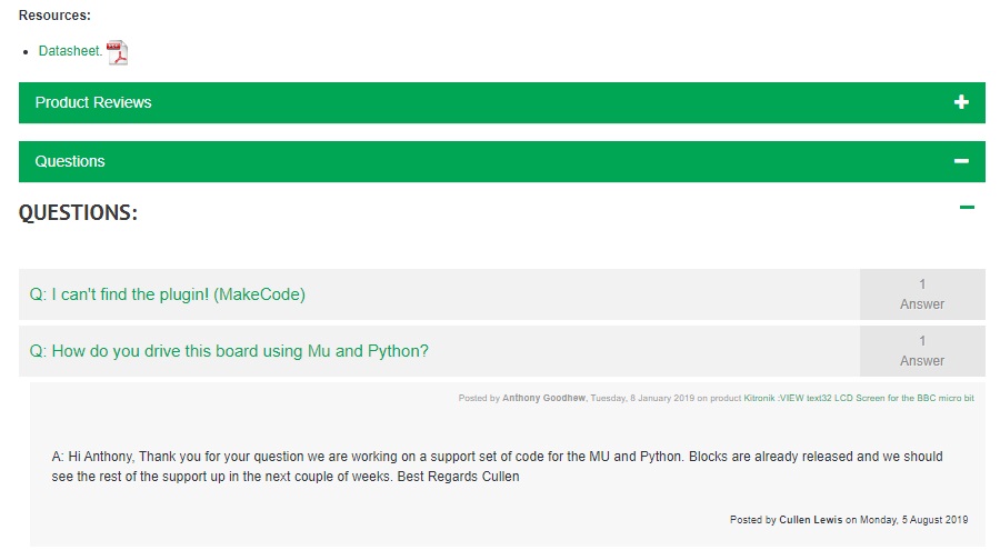 Le support de Micro:Python est prévu pour plus tard