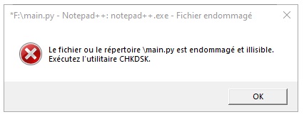Système de fichier corrompu