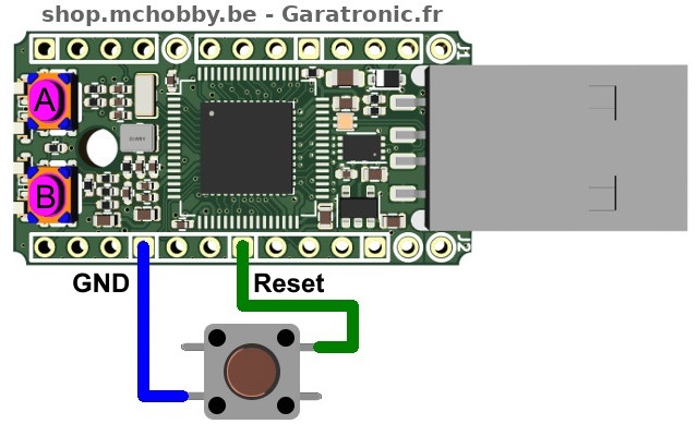 Branchement d'un bouton Reset sur la PYBStick
