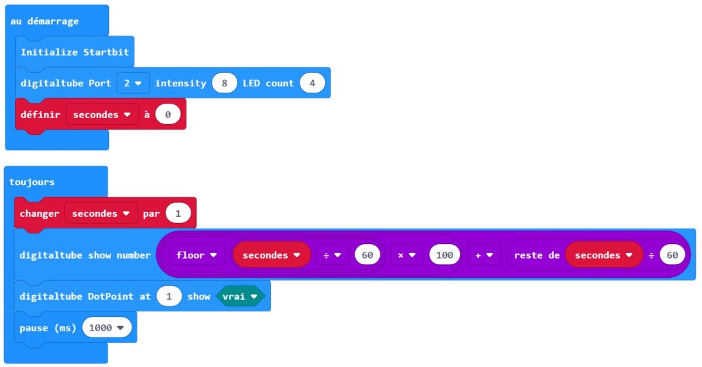 Programmation de l'afficheur à 4 chiffres 7 segments du kit DaDa:bit
