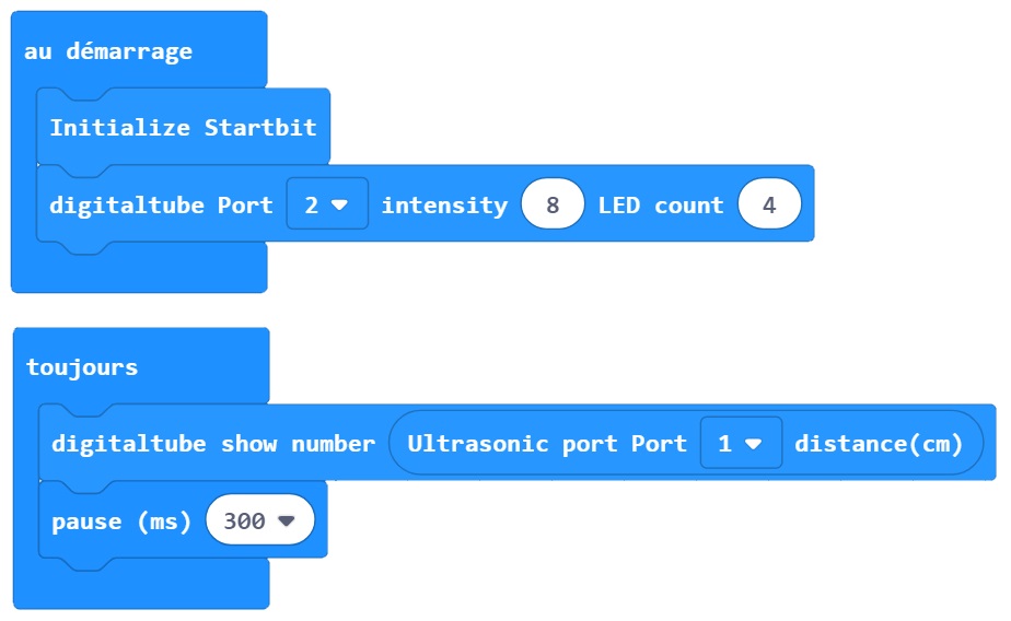 Programmation du capteur de distance à ultrason (HC-SR04) du kit DaDa:bit