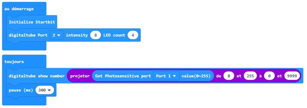 Programmation du capteur lumineux du kit DaDa:bit