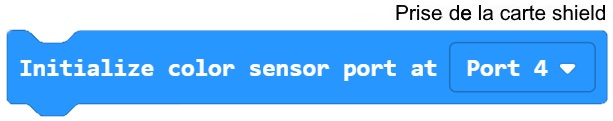 Les bloc "Initialize color sensor port at Port 4"