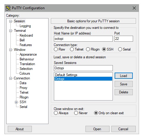 Connexion avec PuTTY
