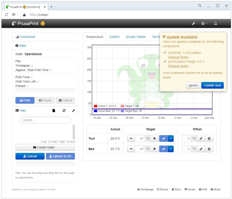 Mise à jour d'Octoprint