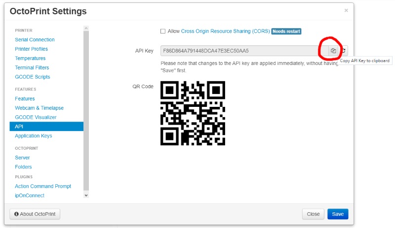 Récupération de la clé API