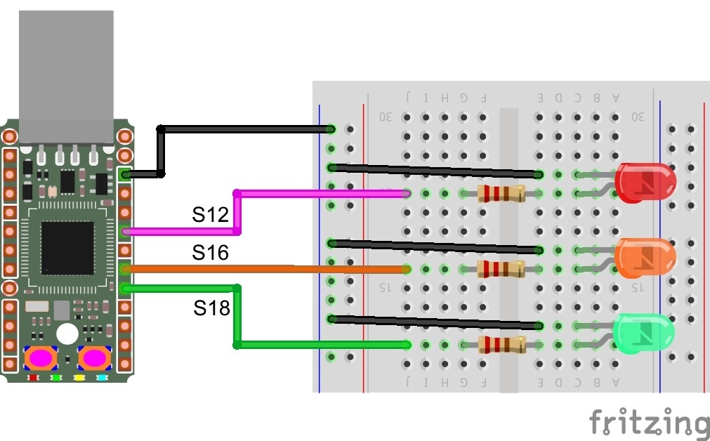 Schéma de branchement du feu tricolore