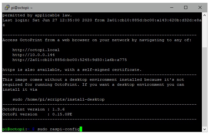Lancement de Raspi-config en SSH
