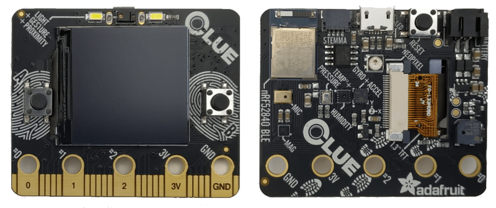Carte Adafruit CLUE recto/verso