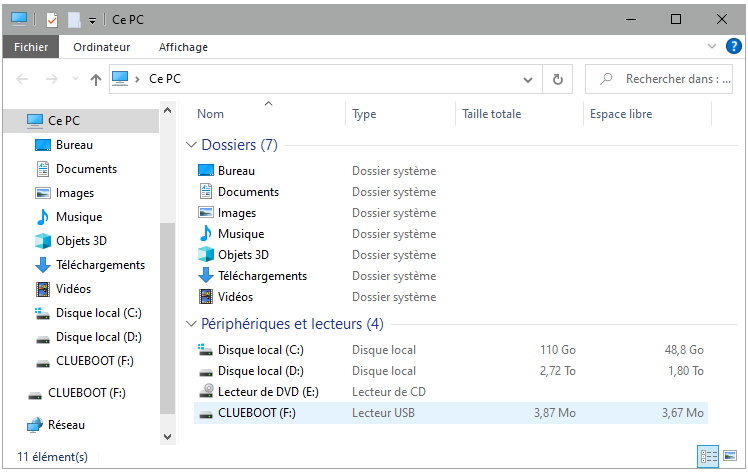 Le lecteur CLUEBOOT (mode DEBUG)