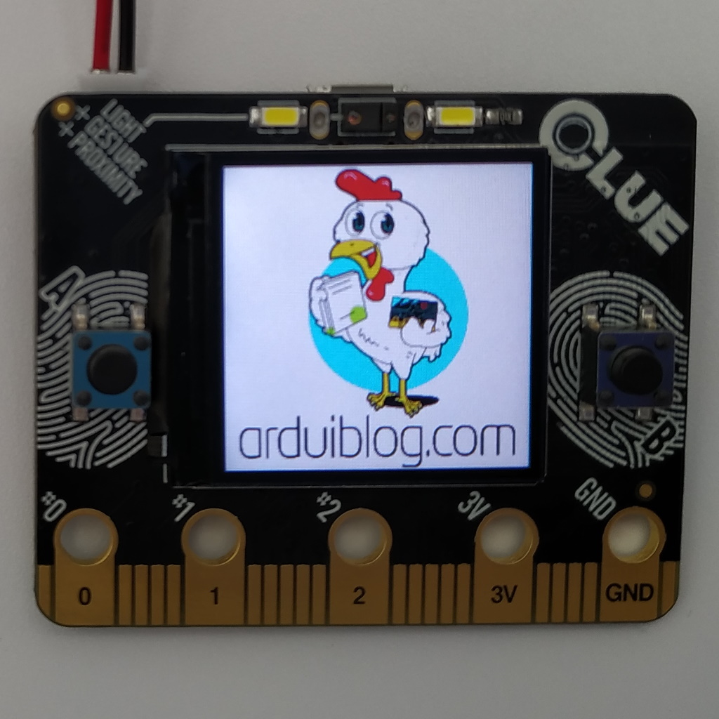 Affichage du fichier GIF Arduiblog sur la carte Adafruit CLUE