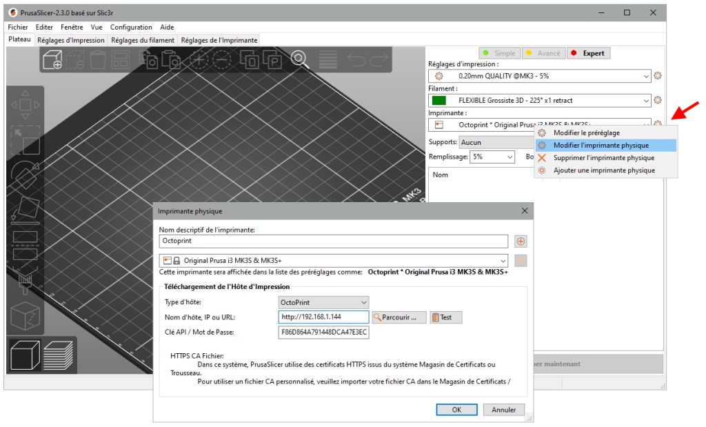 Configuration de PrusaSlicer