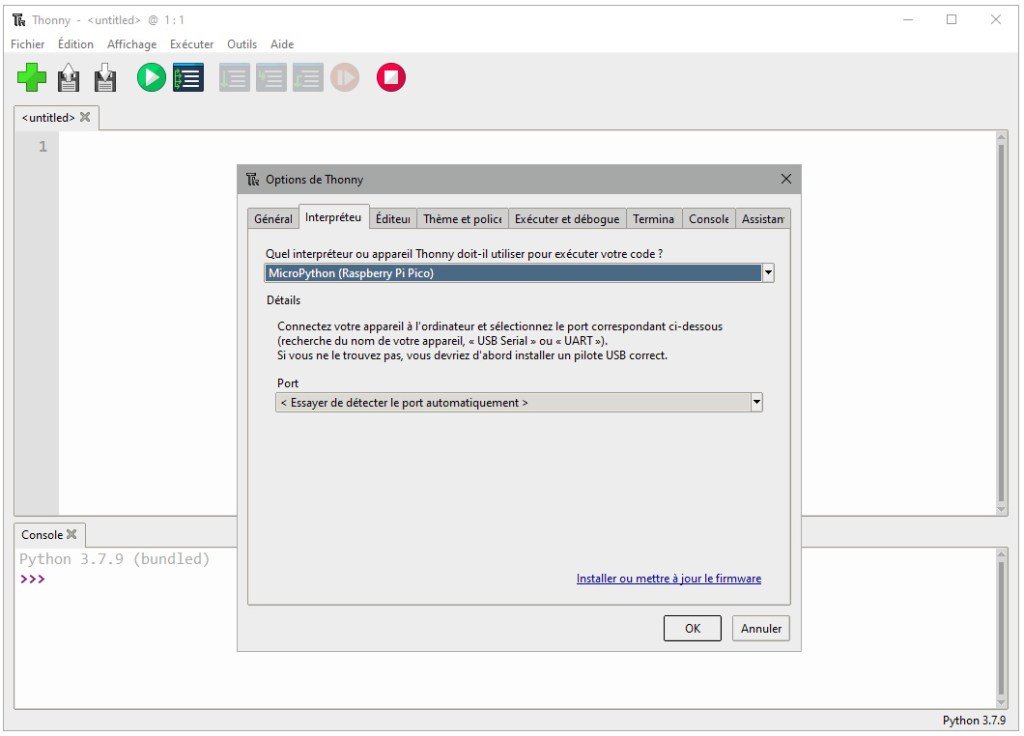 Configuration de l'IDE Thonny