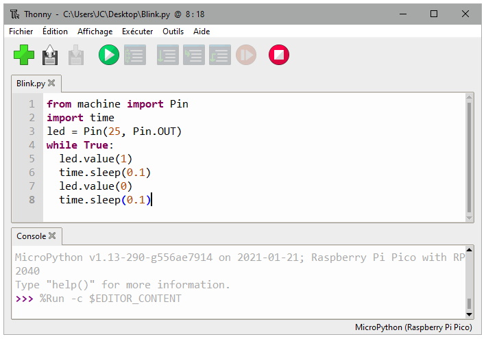 Utilisation de l'IDE Thonny