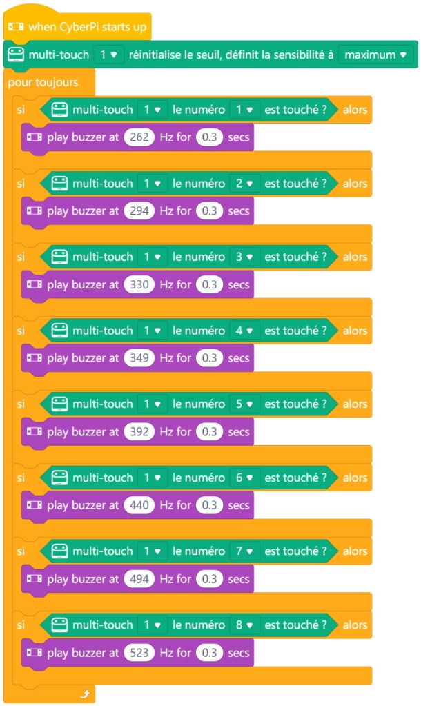 Programmation du capteur tactile mBuild