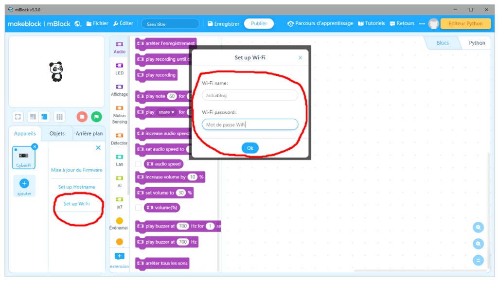 Ajout des paramètres WiFi