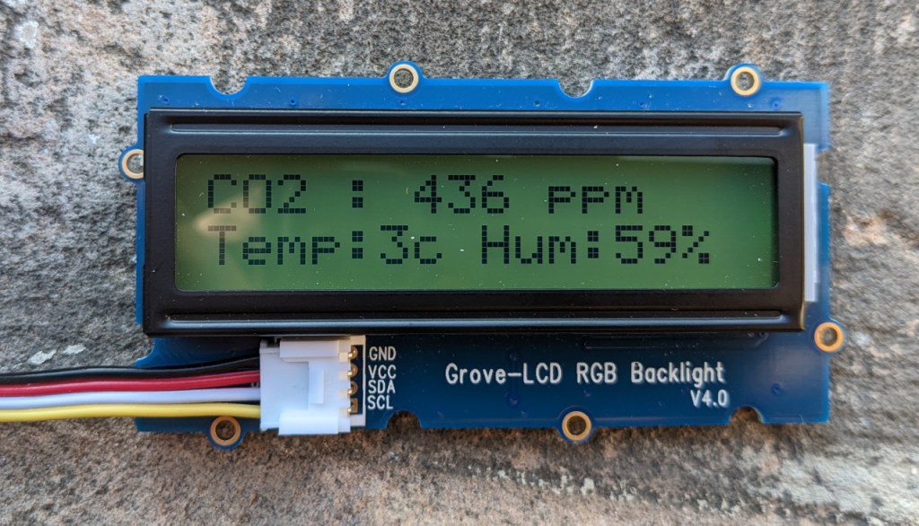 Affichage du taux de CO2, de la température et du taux d'humidité