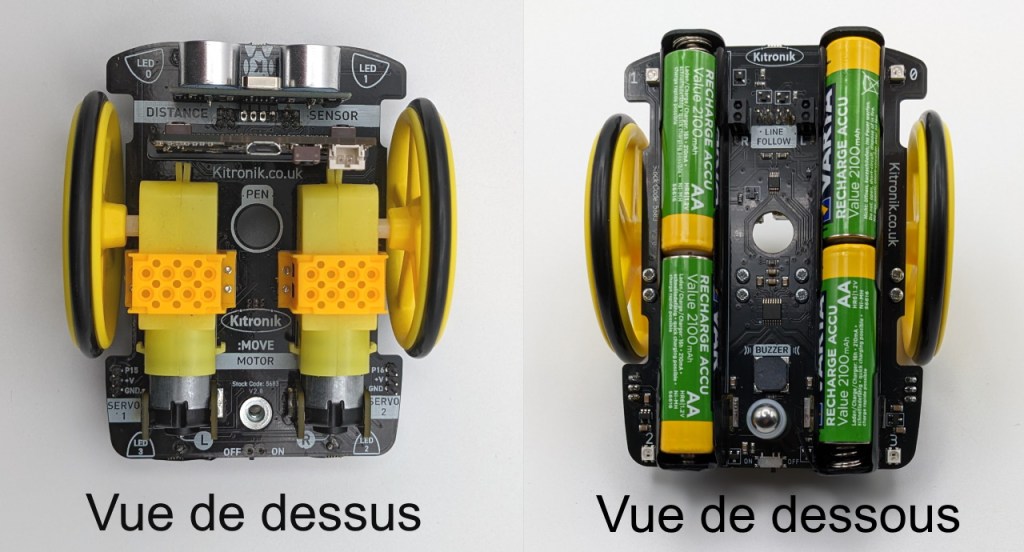 MOVE Motor de Kitronik vu de dessus et de dessous