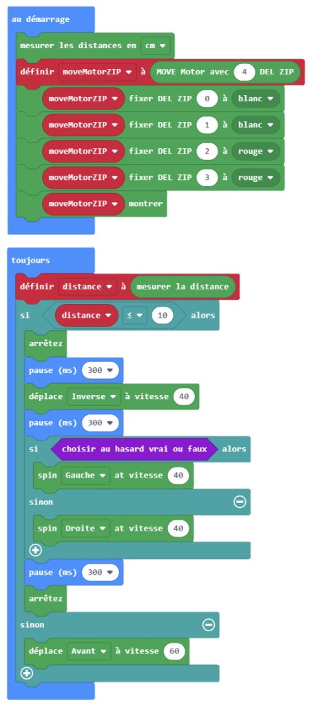 Exemple de code d'évitement d'obstacles