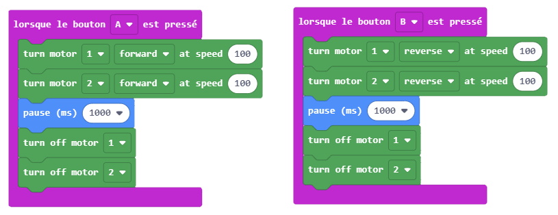Exemple de code pour vérifier le fonctionnement du robot