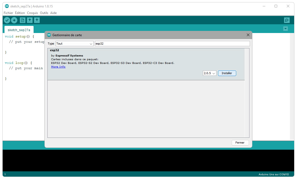 Installation des cartes ESP32