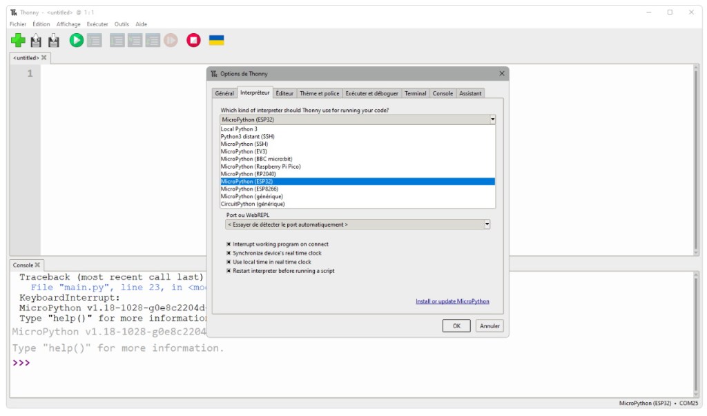 Configuration de Thonny