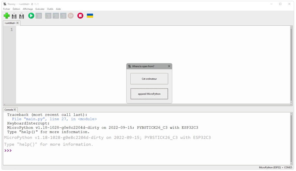 Accéder aux fichiers contenus dans la de la PYBStick ESP32 avec Thonny