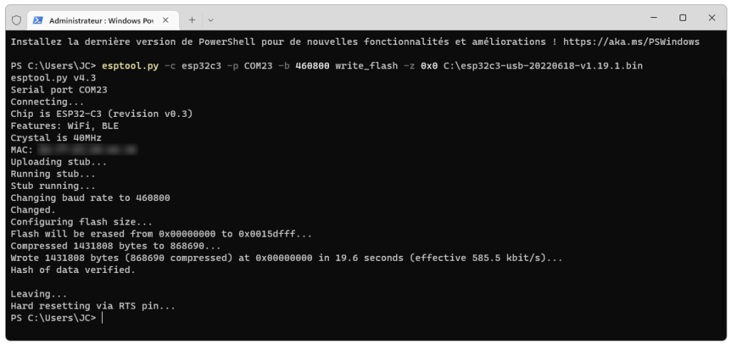 Installation d'un nouveau firmware sur la PYBStick ESP32