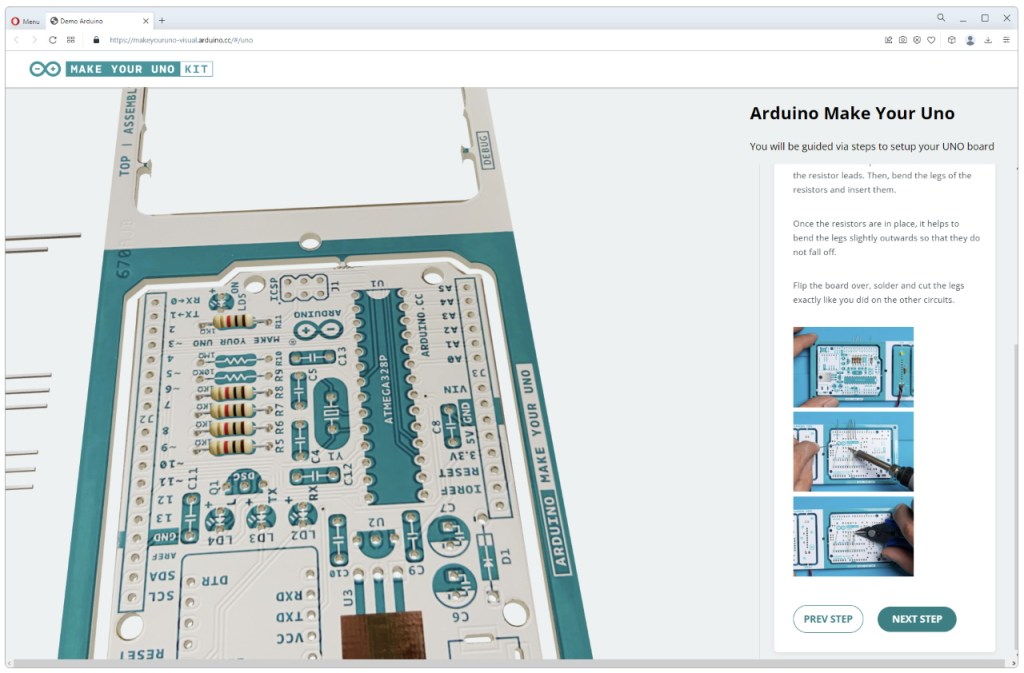 La vue 3D de la documentation de l'Arduino Make Your UNO Kit