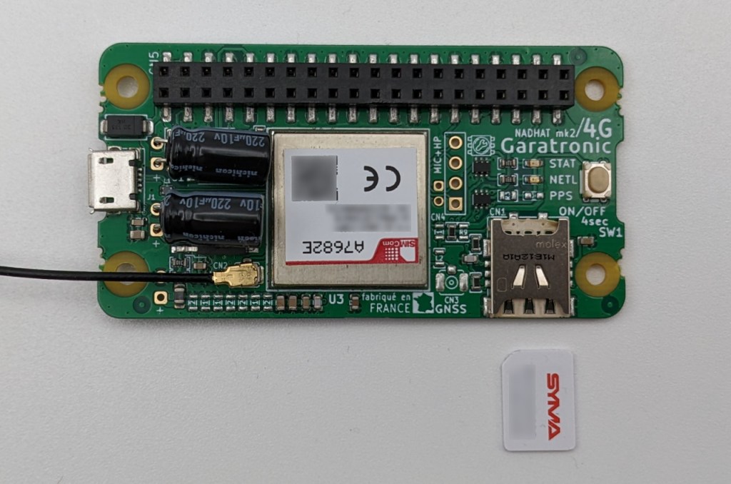 Insertion de la carte SIM dans la NadHAT MK2