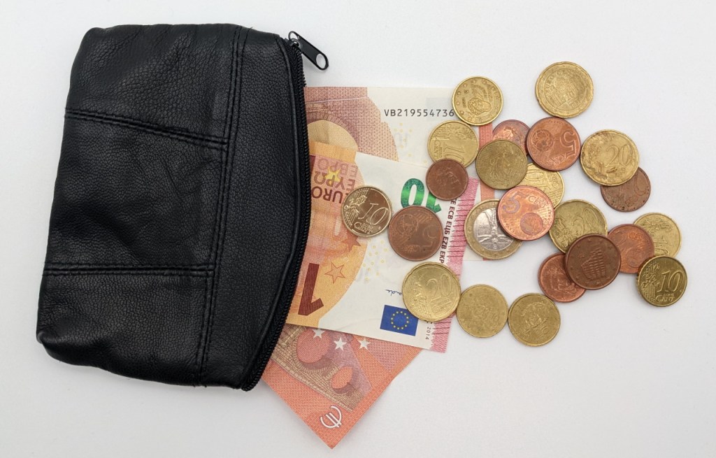 Porte monnaie avec des Euros