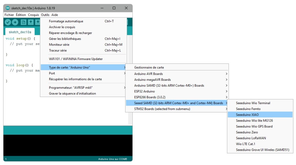 Sélection de la carte