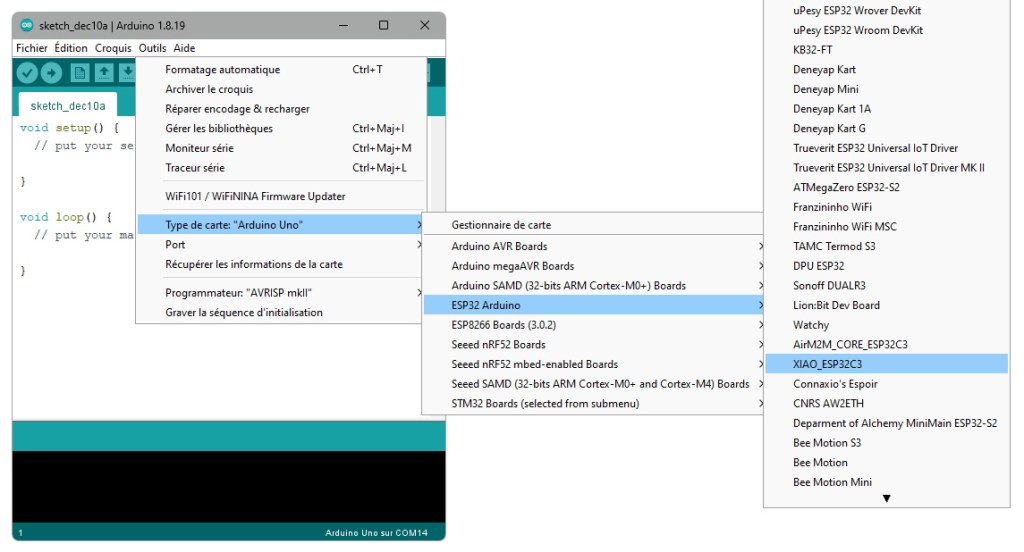 Sélection de la carte