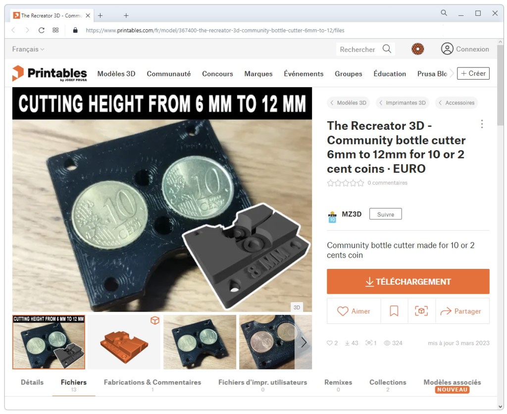 Téléchargement des coupe-bouteilles