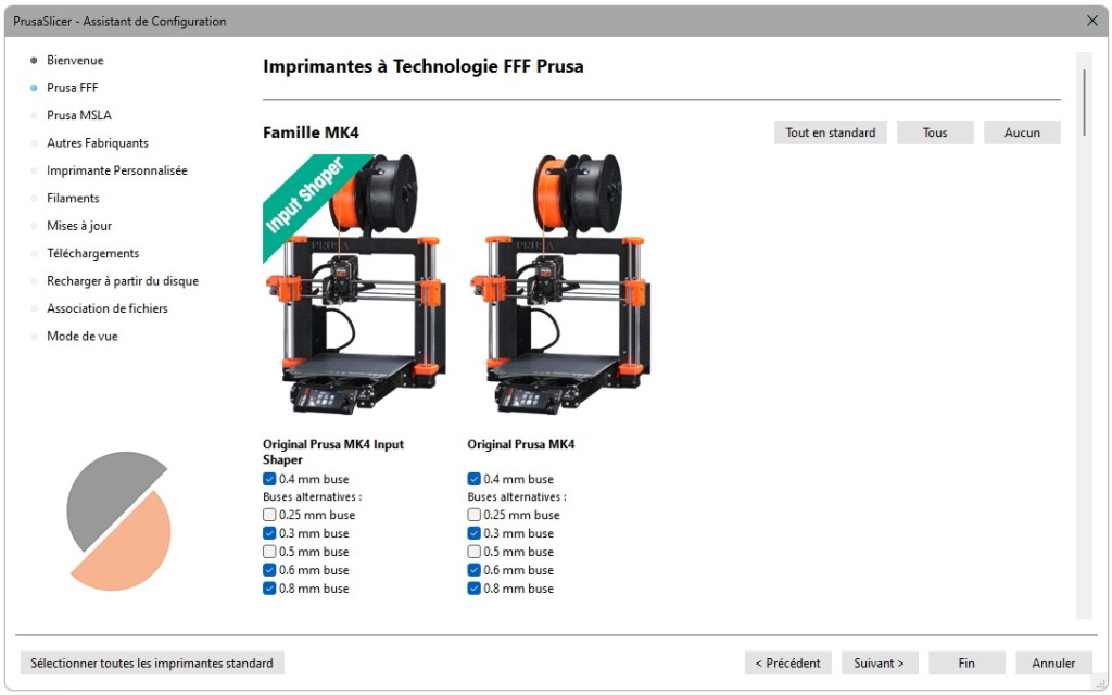 Sélection de l'Input shaper
