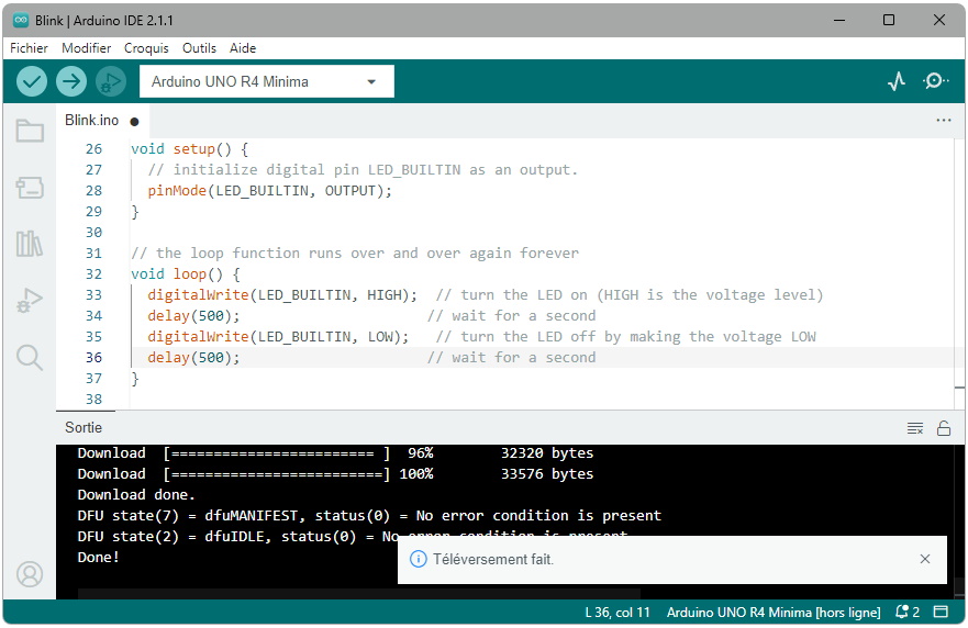 Le téléversement s'est déroulé sans erreur