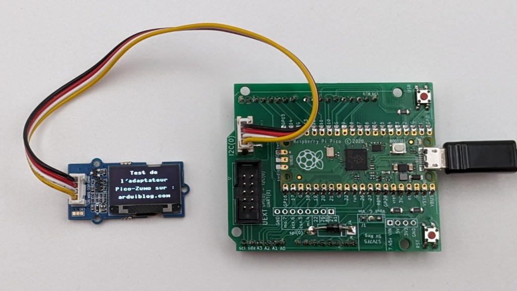 Test de l'afficheur OLED 0,96'' Grove (128 x 64) avec l'adaptateur Pico-Zumo