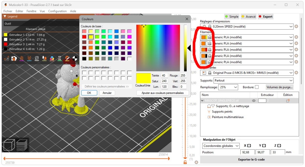 N'oubliez pas de personnaliser les couleurs