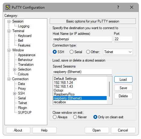 Se connecter au Raspberry Pi avec PuTTY