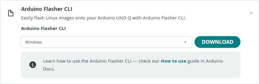 Téléchargement de l'Arduino Flasher CLI