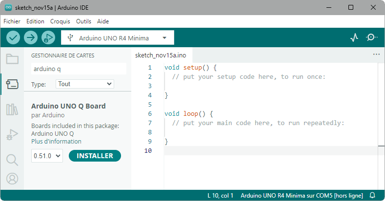 Installation de la carte Arduino UNO Q